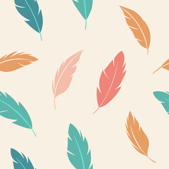 seamless feathers pattern   hand drawn feathers 