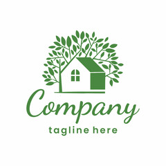 Eco-Friendly House Logo with Tree