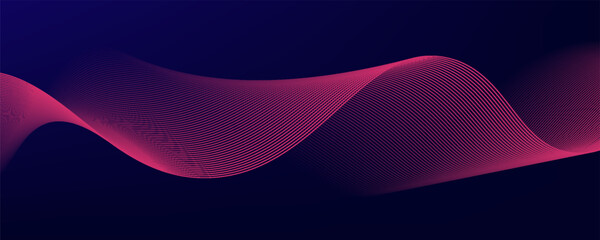 Dark blue abstract background with glowing wave lines. futuristic background Modern concept technology. Vector illustration