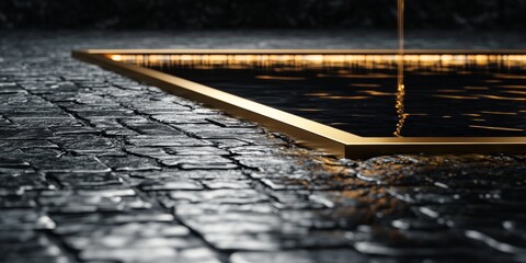 Rainy Night Cobblestone Courtyard