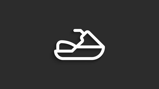 Jet Ski Icon Animation &ndash; 4K Water Sports Symbol on Black Background