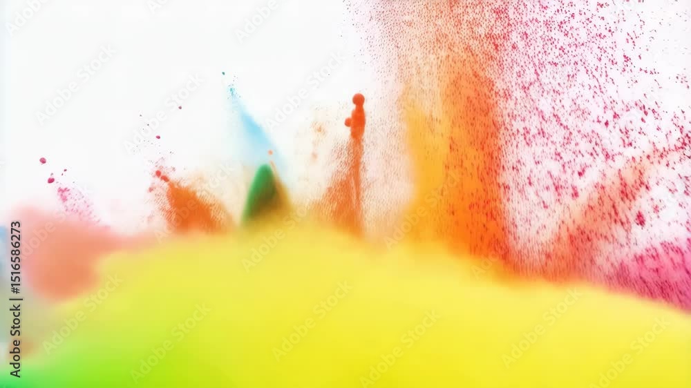 Poster vibrant colorful powder exploding against a white backdrop creating an energetic abstract visual