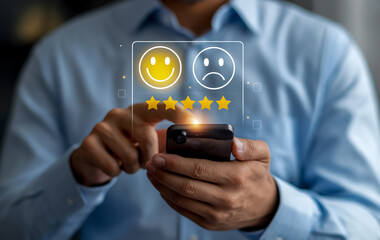 Customer experience feedback rating survey online satisfaction review mobile phone app five stars