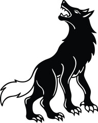 Werewolf howling at the Moon silhouette