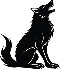 Werewolf howling at the Moon silhouette