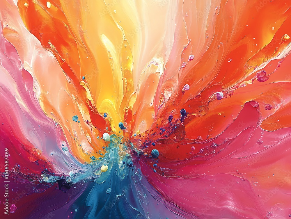 Poster fluid chromatic wave: a dynamic interplay of vivid hues and flowing textures