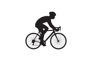 Fototapeta premium Cyclist silhouette vector art illustration on white background