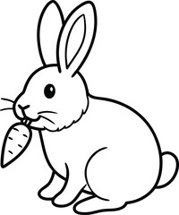 Fluffy Rabbit eating a Carrot silhouette