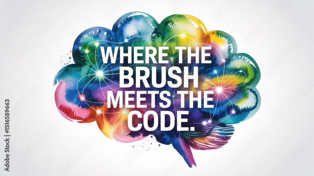 Poster abstract colorful brain illustration with text 