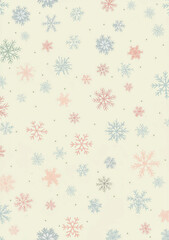 Colorful Snowflake Pattern on Light Background with Winter Holiday Theme.