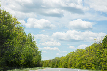Blue sky and empty highway