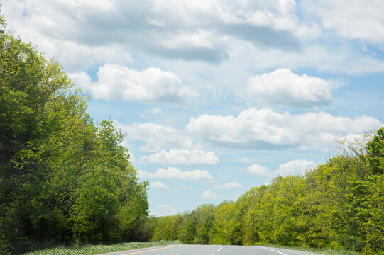 Blue sky and empty highway