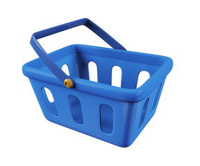 3d rendering of transparent empty shopping basket isolated. Cncept of online buy sell purchase market order.