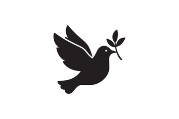 Peace Dove silhouette vector art illustration on white background