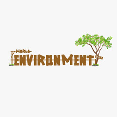World environment day poster. green leaves and globe. abstract vector illustration design