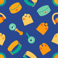 seamless pet accessory pattern   collars  leashes .svg