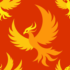 seamless phoenix and flame pattern   mythical bird 