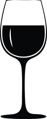 Wine Glass Silhouette Vector | Stylish Black Vector Art for Beverage Illustration