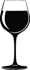 Wine Glass Silhouette Vector | Stylish Black Vector Art for Beverage Illustration
