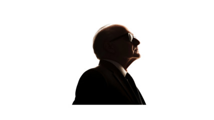 Silhouette of a Thoughtful Senior Businessman