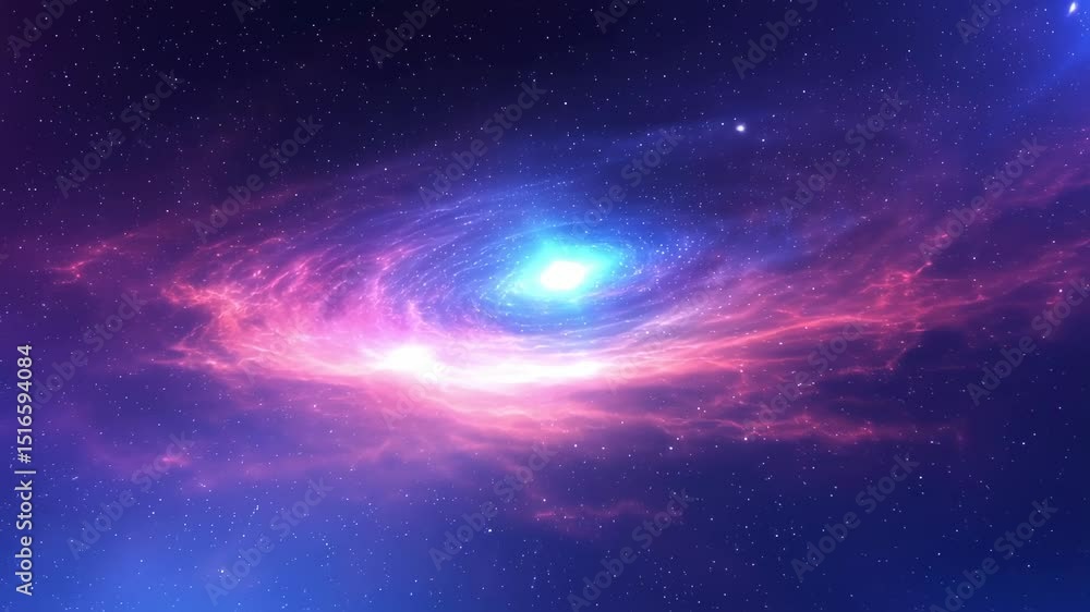 Poster loop animation of space nebula towards light loop animation glowing galaxies and stars passing