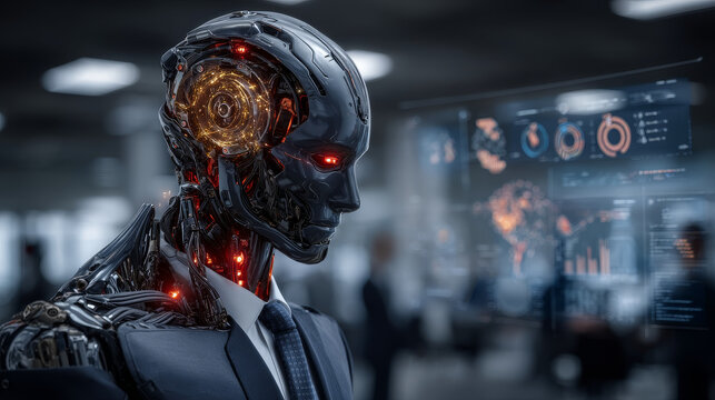 Robotics. Businessman hold robotics technology network connecting icon to enhance automation, optimizing workflows through intelligent systems, ensuring efficiency and innovative solutions.