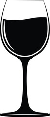 Wine Glass Silhouette Vector | Stylish Black Vector Art for Beverage Illustration