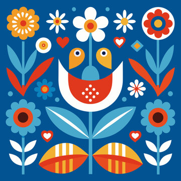 Fototapeta seamless scandinavian folk pattern   stylized flow.svg