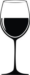 Wine Glass Silhouette Vector | Stylish Black Vector Art for Beverage Illustration