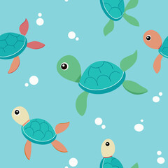 seamless sea turtle pattern   swimming turtles 