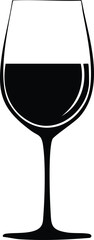 Wine Glass Silhouette Vector | Stylish Black Vector Art for Beverage Illustration