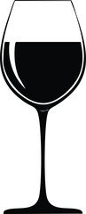 Wine Glass Silhouette Vector | Stylish Black Vector Art for Beverage Illustration