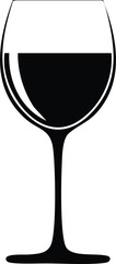 Wine Glass Silhouette Vector | Stylish Black Vector Art for Beverage Illustration