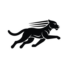 Black Panther Running Silhouette Vector Illustration on White