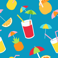seamless tropical cocktail pattern   colorful drin 
