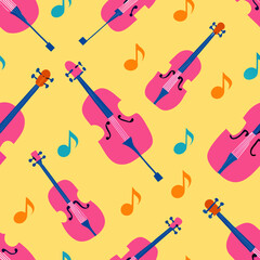 seamless violin and bow pattern   classical instru