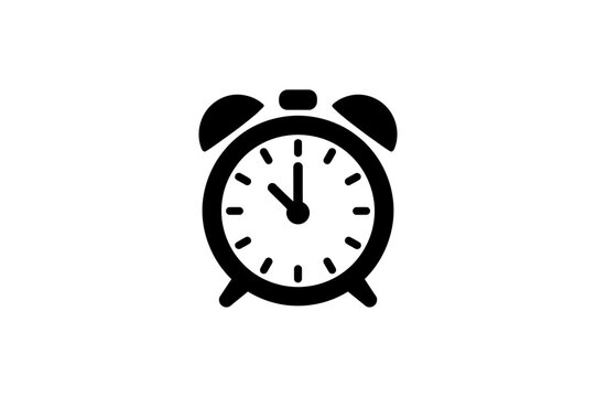 Illustration of a classic black alarm clock design