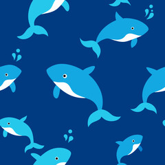 seamless whale and spout pattern   whales swimming.svg