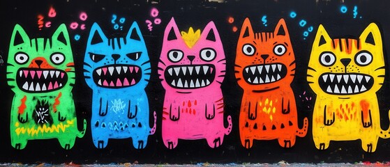 Fototapeta premium Colorful Graffiti Cat Artwork
