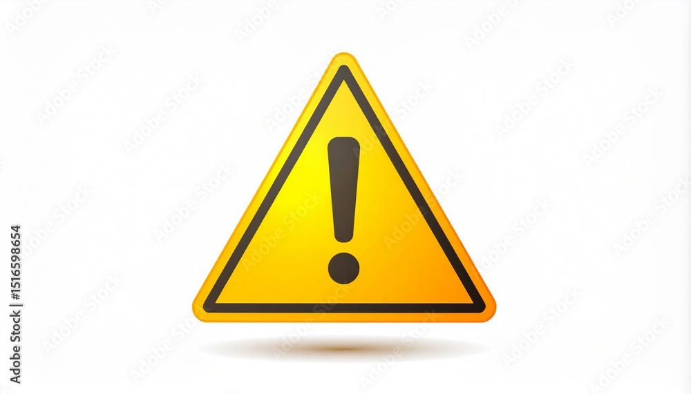 Poster attention mark minimal concept. warning sign with exclamation mark in bright yellow triangle.