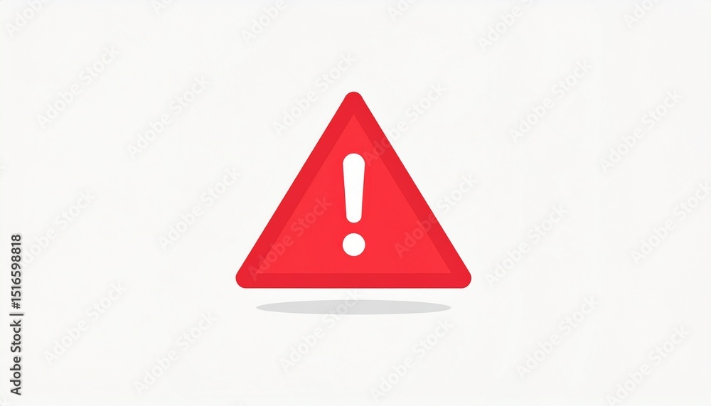 Poster attention mark minimal concept. warning sign in red triangle shape on a light background.