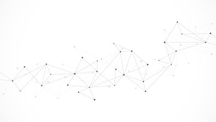 Vector illustration of minimalistic design with connecting the dots and lines. Abstract geometric background of science and technology concept