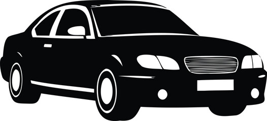 Silhouette of a modern black car on a white background design