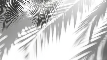 Obraz premium Palm Leaf Shadows Monochromatic Composition, Minimalist Design, Tropical Aesthetic, Palm Leaf Silhouette Tropical, Minimalism