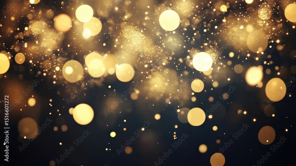 Poster golden sparkle background with bokeh effect