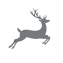Obraz premium Vector Illustration of a Powerful Gray Stag in Athletic Pose, Detailed Antlers with Multiple Points, Emphasizing Grace, Freedom, and Dynamic Movement