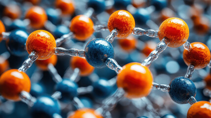 This vibrant molecular structure showcases a stunning arrangement of colorful atoms connected by bonds. Ideal for educational and scientific purposes