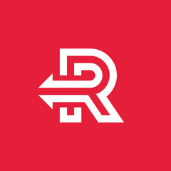 Arrows Back Mono line Letter R logo design vector template