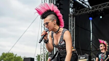 Powerful rock female vocalist singing live energetic performance amazing stage presence