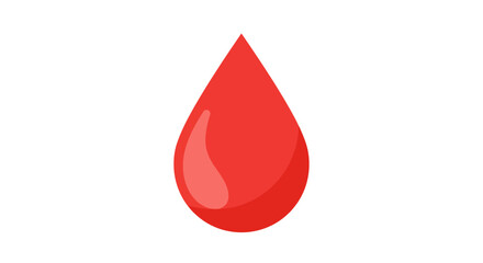 A stylized bright red blood drop with gradient highlights